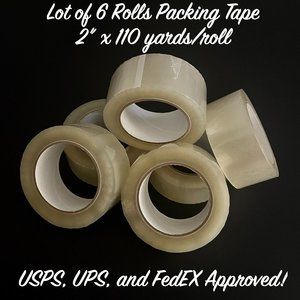 Six (6) Rolls of Acrylic Packing Tape - 2" x 110 yards/roll, 2 mil!